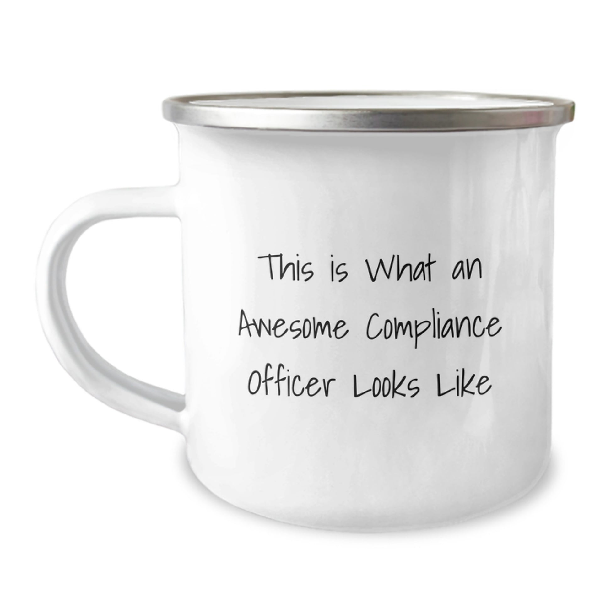 Compliance Officer Gifts from Friends Unique Graduation Mugs with 'This Is What An Awesome Compliance Officer Looks Like' Quote, 12 oz Stainless Steel Camping Mugs with Enamel Finish - Image 1