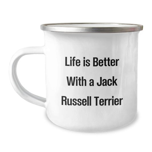 Funny Jack Russell Terrier Dog Camping Mug - Life Is Better With A Jack Russell Terrier, Gifts from Friends, Gifts for Jack Russell Terrier Dog - Image 1