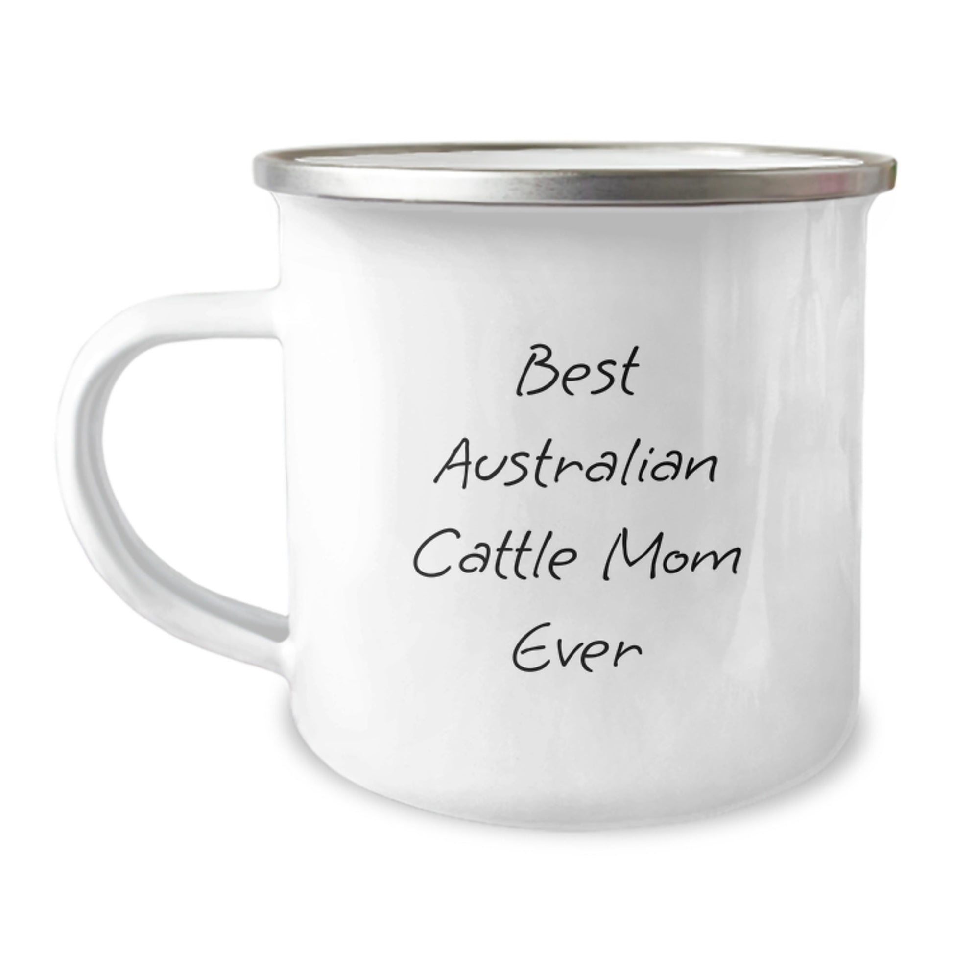 Funny Australian Cattle Dog Mom Gifts for Men from Friends, Unique Camping Mug for Graduation, 'Best Australian Cattle Mom Ever' Quote on 12 oz Stainless Steel with Enamel Finish - Image 1