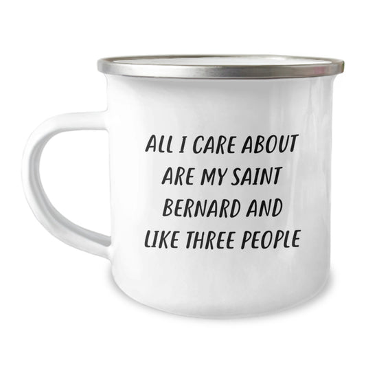 Saint Bernard Dog Lovers' Funny Camping Mug, Gifts from Friends for Saint Bernard Dog Owners, Birthday Unique Presents - Image 1