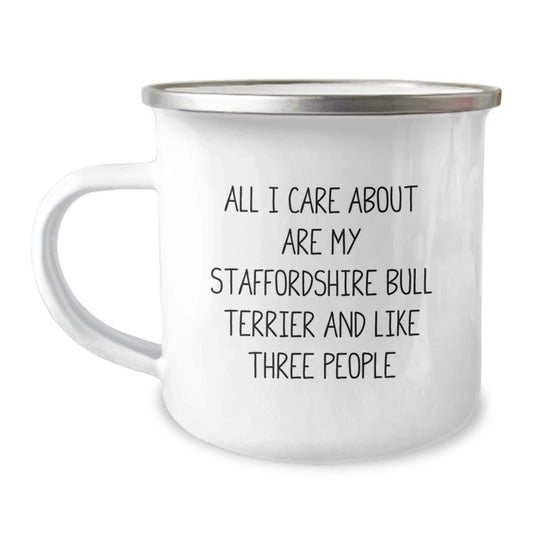 Staffordshire Bull Terrier Dog Lover Gifts for Men from Family - Funny Camping Mug - Image 1