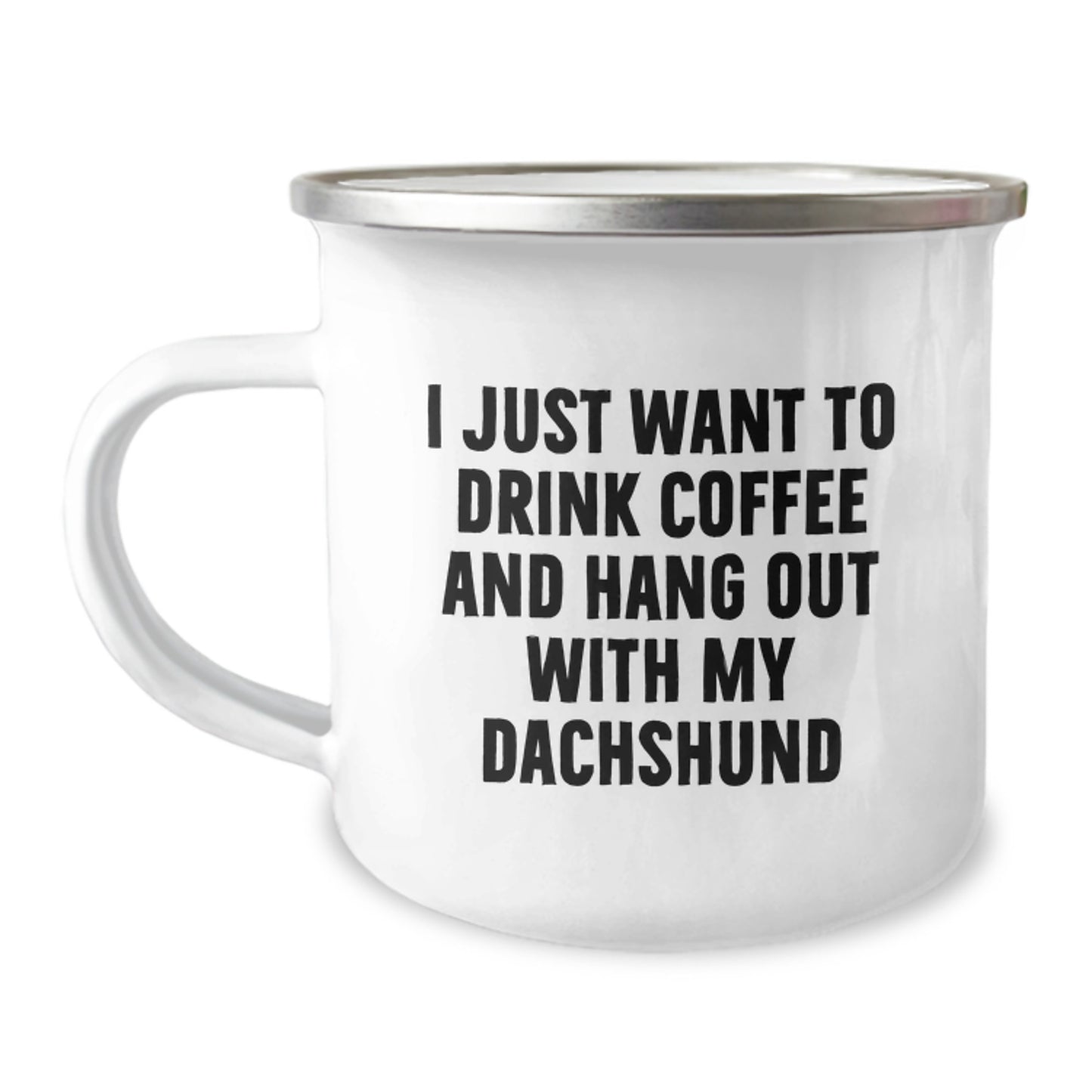 Funny Dachshund Dog Gifts from Friends for Birthday - I Just Want To Drink Coffee And Hang Out With My Dachshund Camping Mug - Image 1