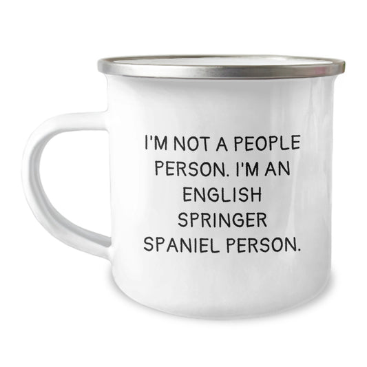 English Springer Spaniel Dog Lovers Funny Camping Mug, Gifts from Friends for Birthday, 'I'm Not A People Person. I'm An English Springer Spaniel Person.' - Image 1
