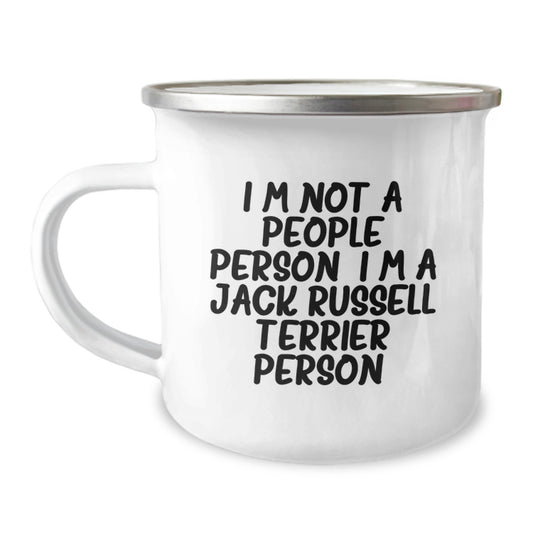 Funny Jack Russell Terrier Dog Lover Gifts, 'I'm Not A People Person. I'm A Jack Russell Terrier Person.' Camping Mug, Gifts from Friends or Family for Jack Russell Terrier Dog Enthusiast on Birthday - Image 1