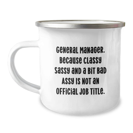 Funny General Manager Gifts for Men from Friends, Unique Camping Mug for Graduation - Image 1