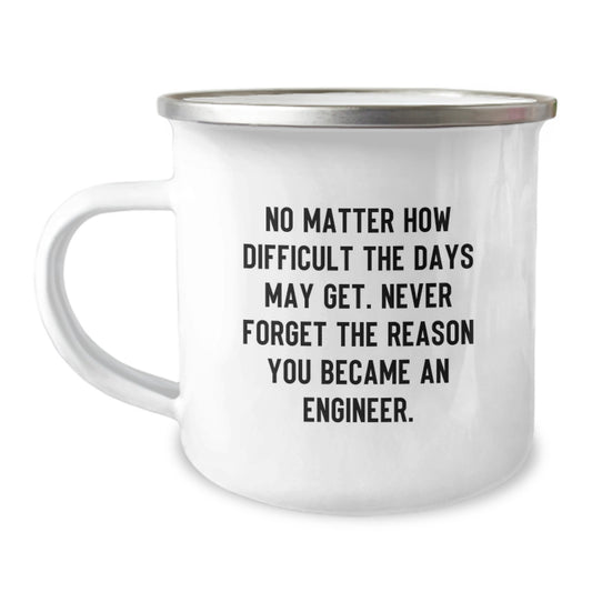 Engineer Gifts from Men, Funny Inspirational Quote Mug, Camping Mug for Graduation, Stainless Steel with Enamel Finish, 12 oz Capacity, Gifts for Engineer - Image 1