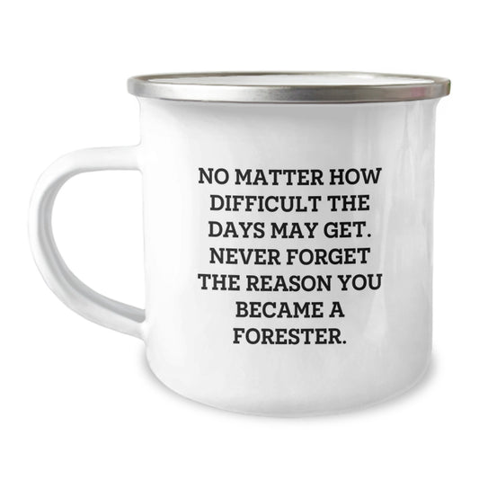 Forester Gifts from Friends, Graduation Unique Gifts for Forester Men, No Matter How Difficult The Days May Get. Funny Camping Mug - Image 1