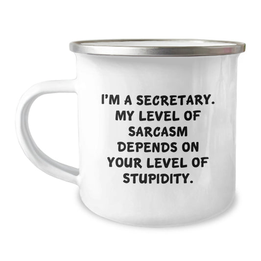 Funny Secretary Gifts for Coworkers, Christmas Unique Presents from Friends, Secretary Camping Mug with Sarcasm Quote - Image 1