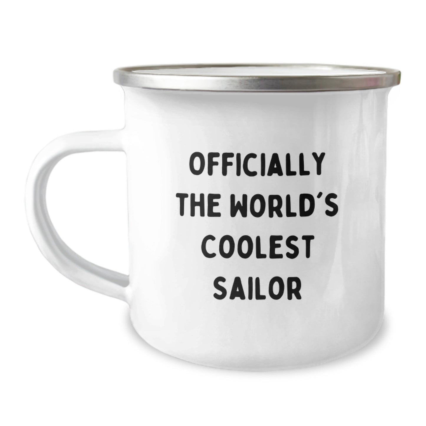 Sailor Gifts from Men for Birthday - Funny 'Officially The World's Coolest Sailor' Camping Mug, 12 oz Stainless Steel with Enamel Finish - Image 1