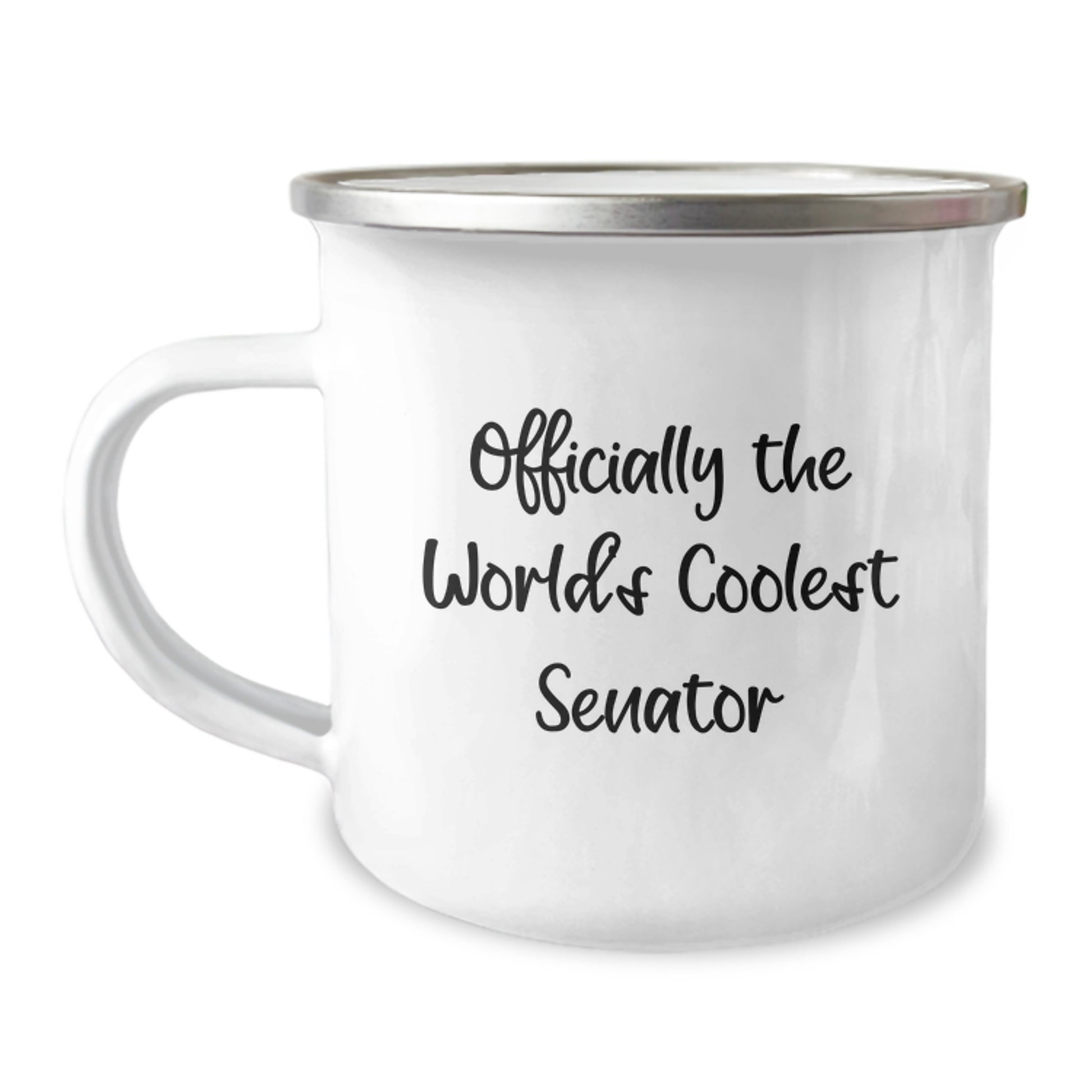 Senator Gifts, Funny Camping Mug for Senator, 'Officially The World's Coolest Senator' Enamel Mug for Graduation, Gifts from Men to Women, Friends, Family - Image 1