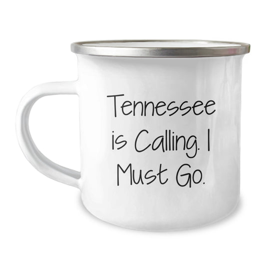 Tennessee Camping Mug, Funny Quote, Gifts from Friends for Birthday, 12 oz Stainless Steel - Image 1