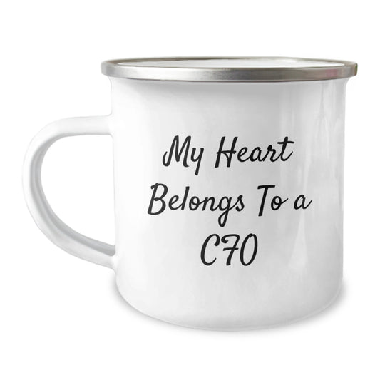 Funny CFO Camping Mug, 'My Heart Belongs To A CFO', 12 oz Stainless Steel with Enamel Finish, Gifts from Friends for CFO on Birthday or Any Occasion - Image 1
