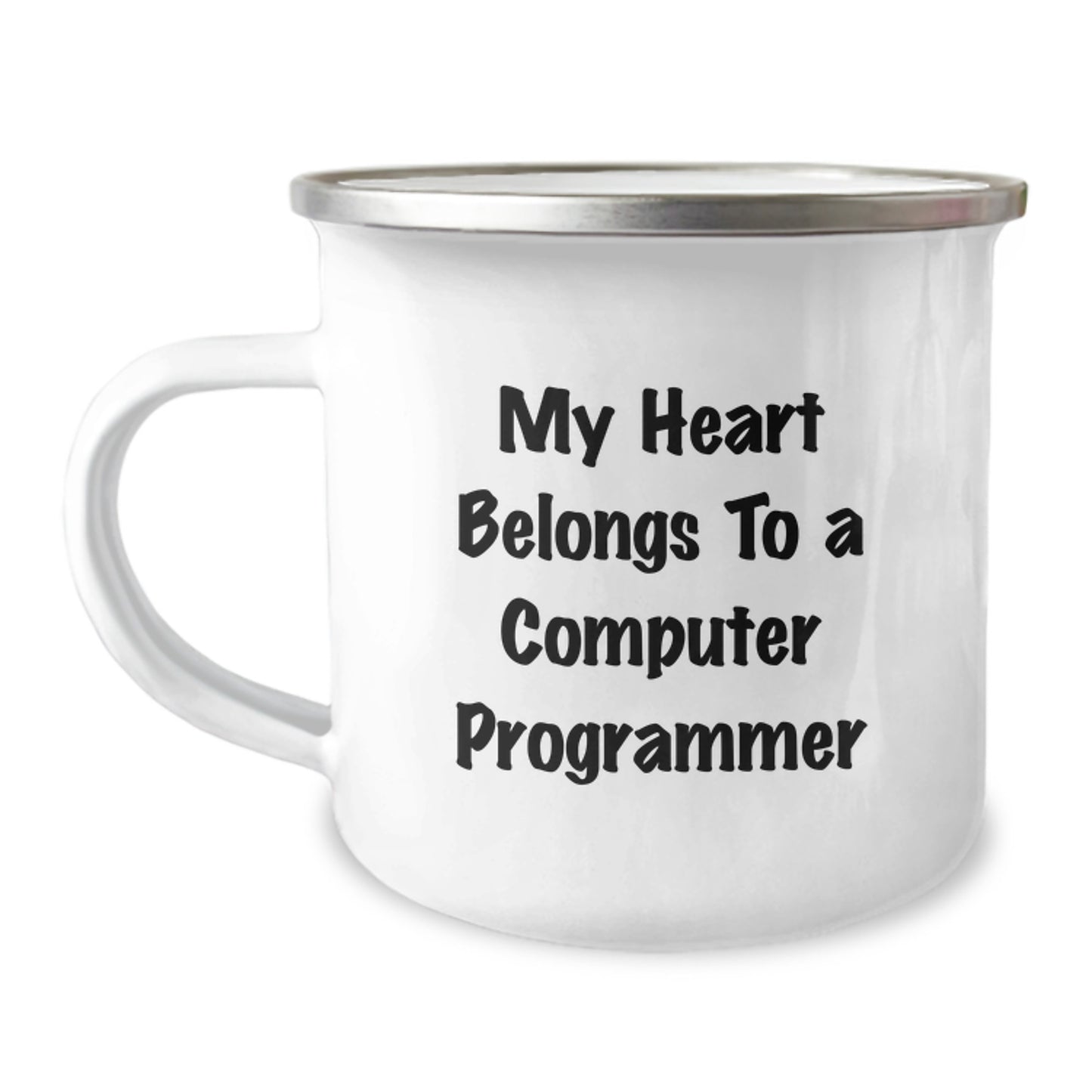Funny Computer Programmer Gifts from Friends, 'My Heart Belongs To A Computer Programmer' Camping Mug for Birthday, Perfect for Men, Women, or Coworkers - Image 1
