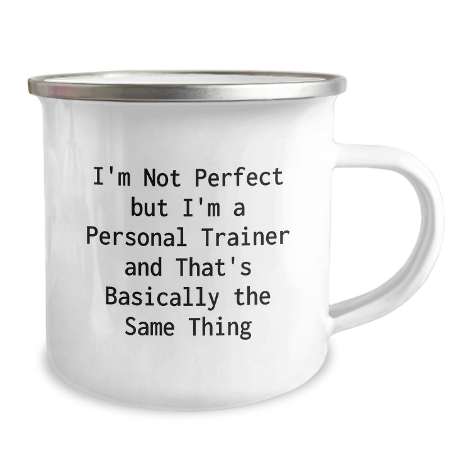Funny Personal Trainer Gifts from Friends to Men on Birthday, Personal Trainer Camping Mug with I'm Not Perfect Quote - Image 2
