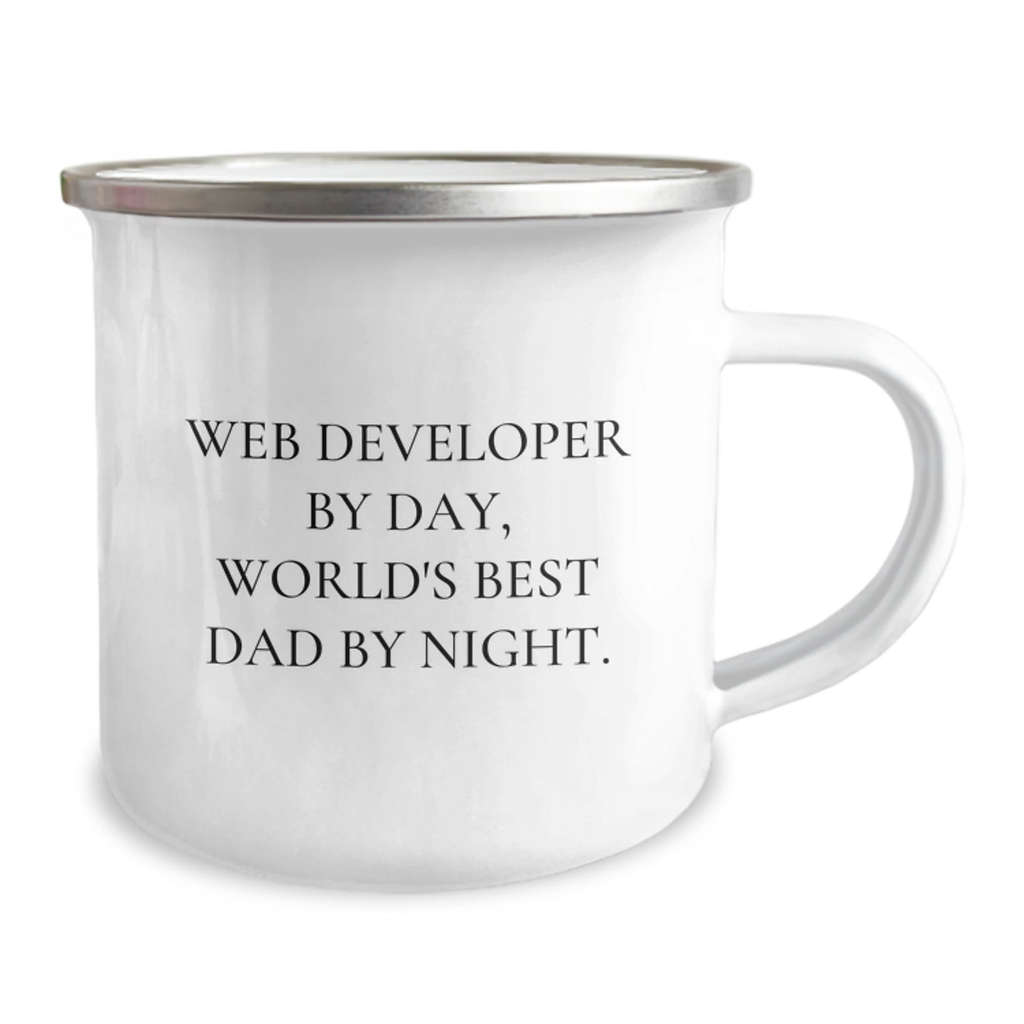 Web Developer Gifts from Dad, Funny Camping Mug for Graduation, 'Web Developer By Day, World's Best Dad By Night.' - Image 2