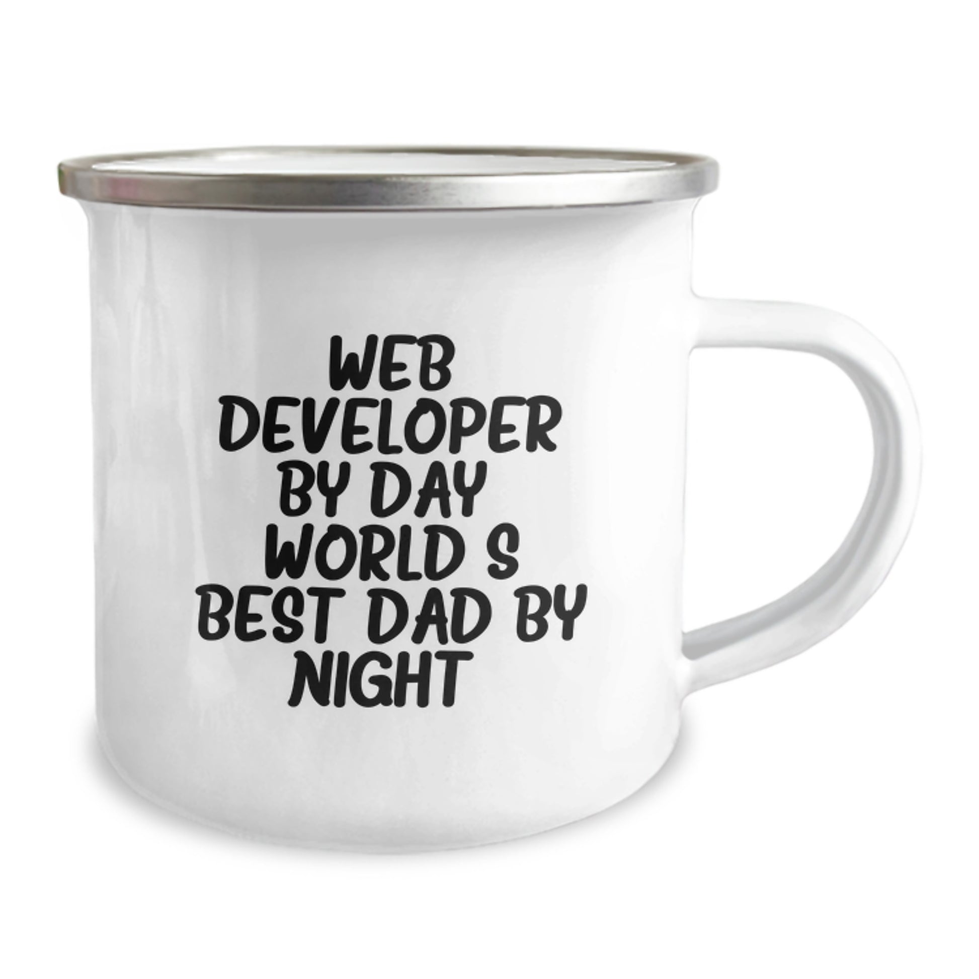 Funny Web Developer Gifts from Dad, Web Developer By Day, World's Best Dad By Night. - 12 oz Stainless Steel Camping Mug for Men and Women, Perfect Graduation Unique Gifts - Image 2