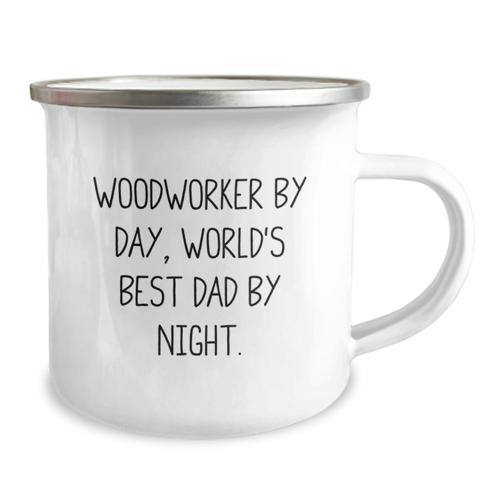 Woodworker Gifts from Dad - Funny Quote Camping Mug, 12 oz Stainless Steel Enamel Finish, Perfect for Graduation - Gifts for Woodworkers, Men, Family - Image 2