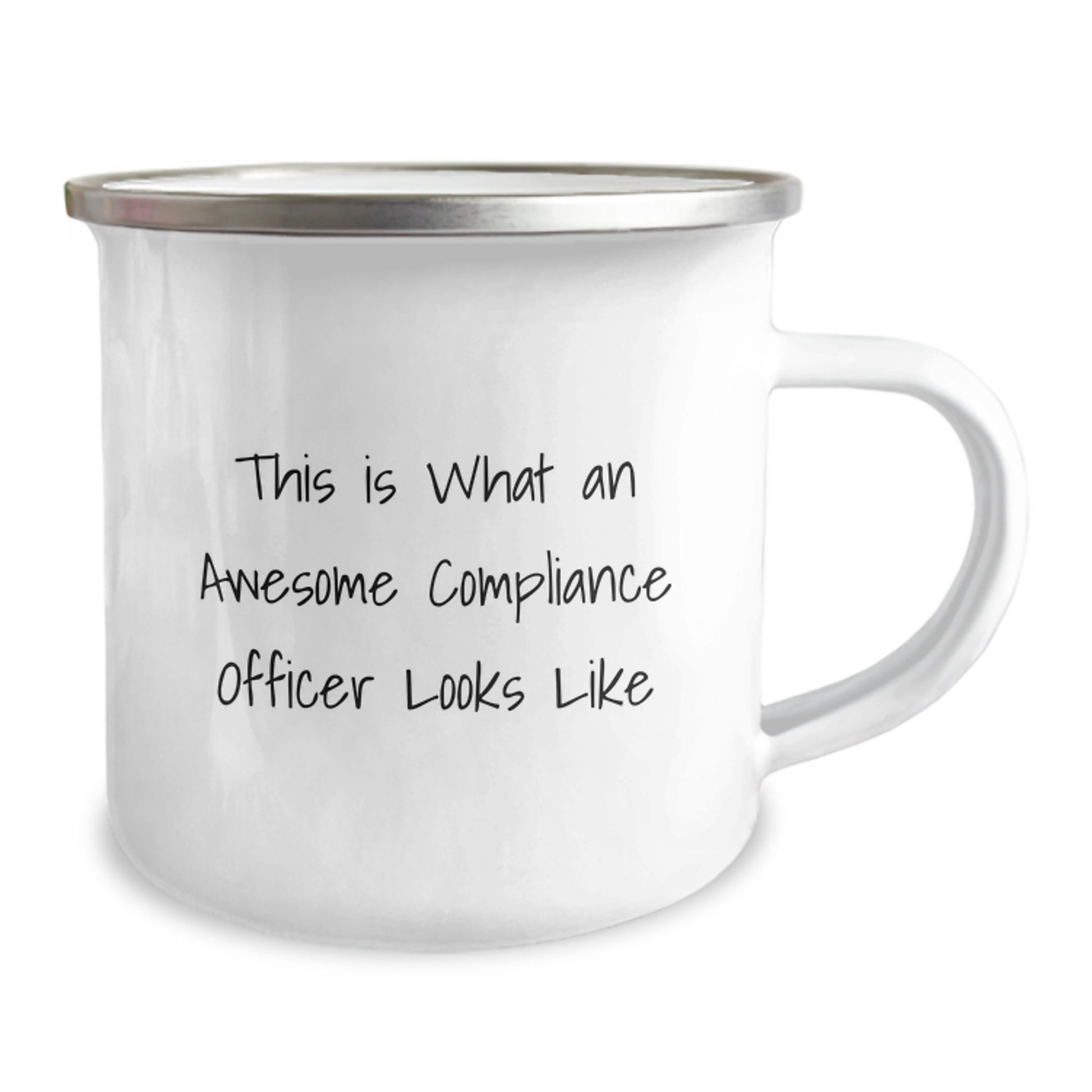 Compliance Officer Gifts from Friends Unique Graduation Mugs with 'This Is What An Awesome Compliance Officer Looks Like' Quote, 12 oz Stainless Steel Camping Mugs with Enamel Finish - Image 2
