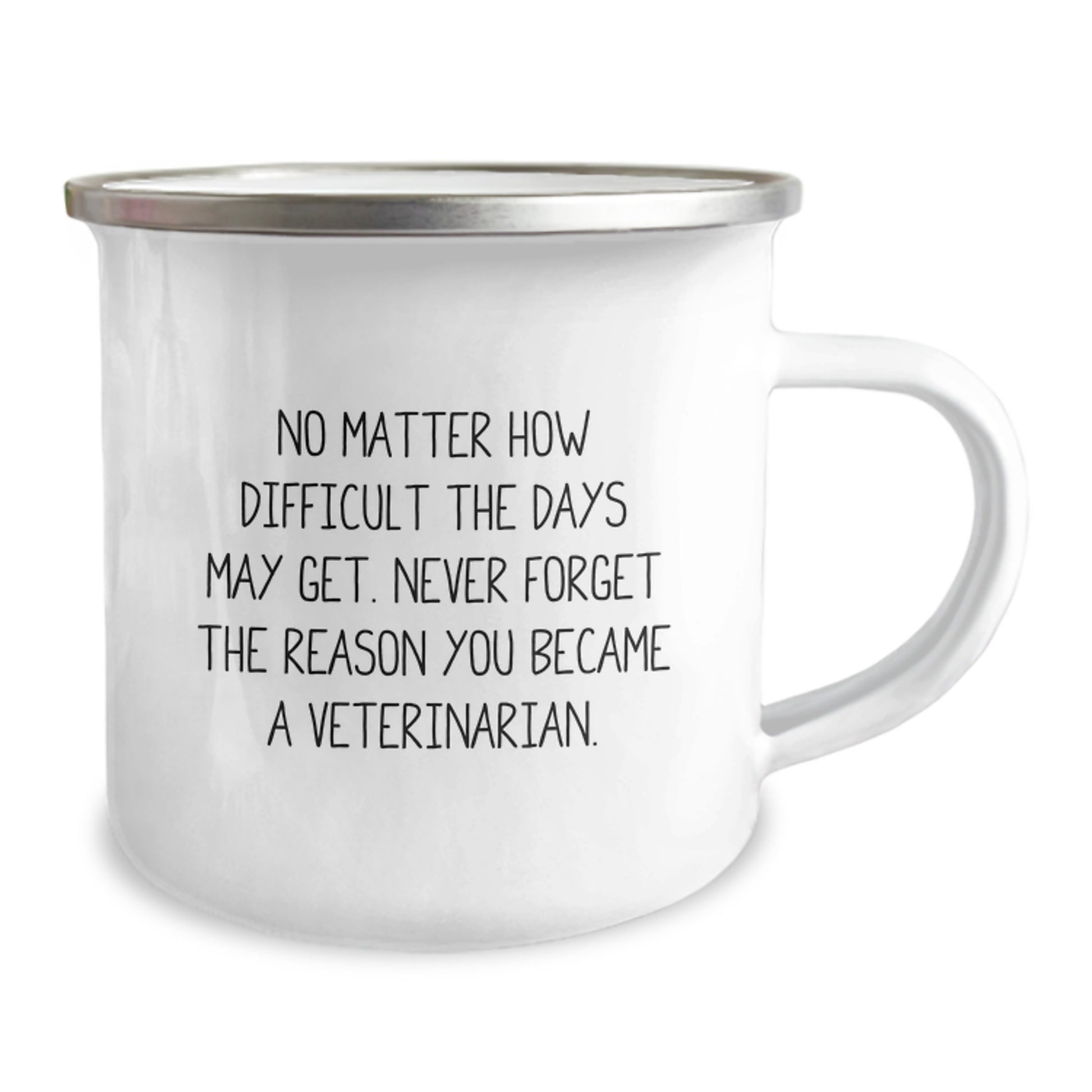 Veterinarian Camping Mug, Funny, Inspirational, Gifts from Family for Birthday, 'No Matter How Difficult The Days May Get. Never Forget The Reason You Became A Veterinarian.' - Image 2