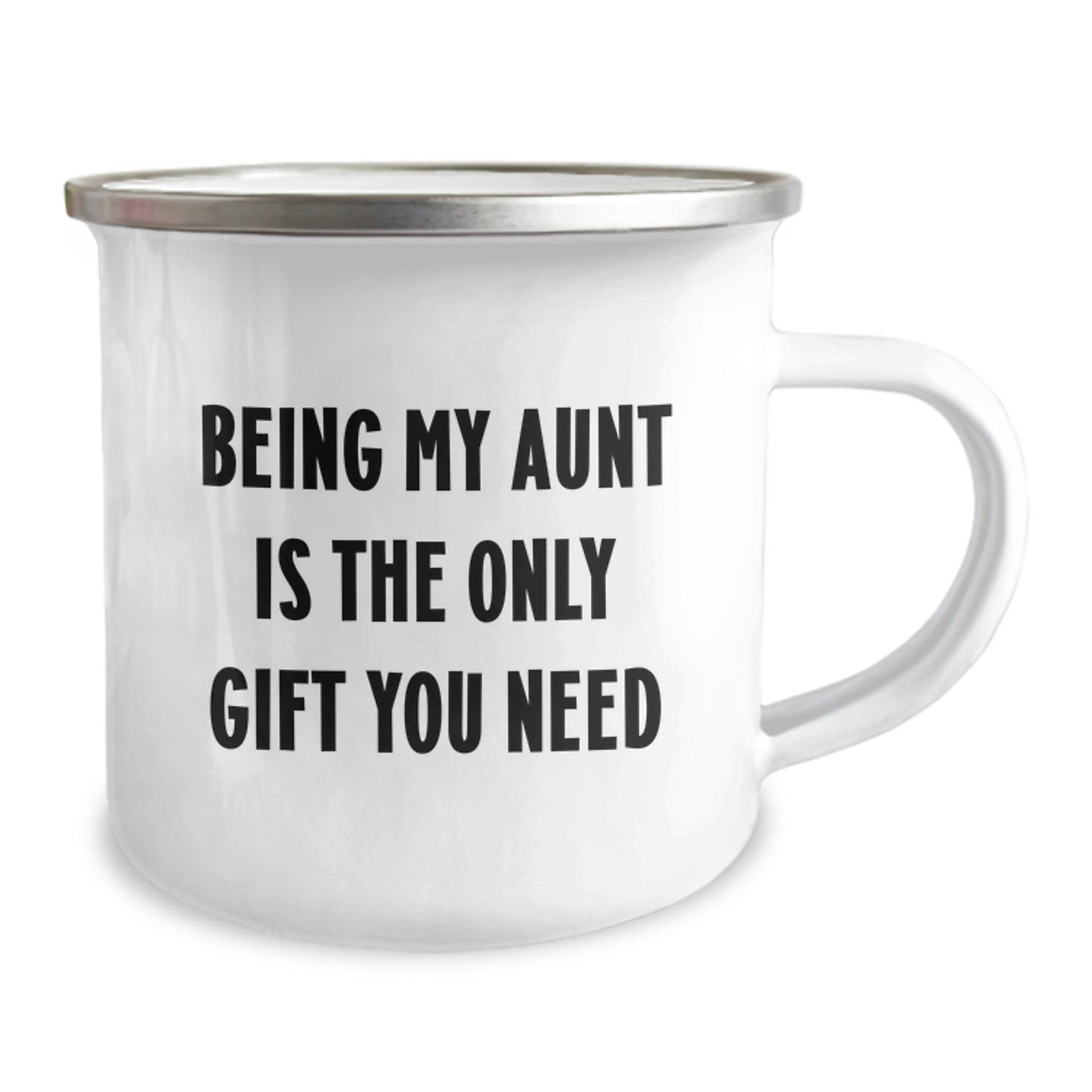 Aunt's Camping Adventure, Funny Quote Gifts for Aunt from Men, Women, Family, & Friends on Birthday - 12 oz Stainless Steel Enamel Mug - Image 2