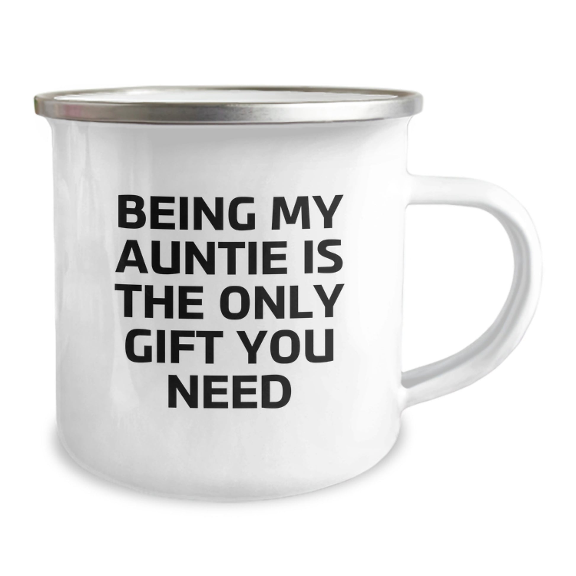 Funny Auntie Gifts, Camping Mug for Her Birthday - 'Being My Auntie Is The Only Gift You Need' Quote - Image 2