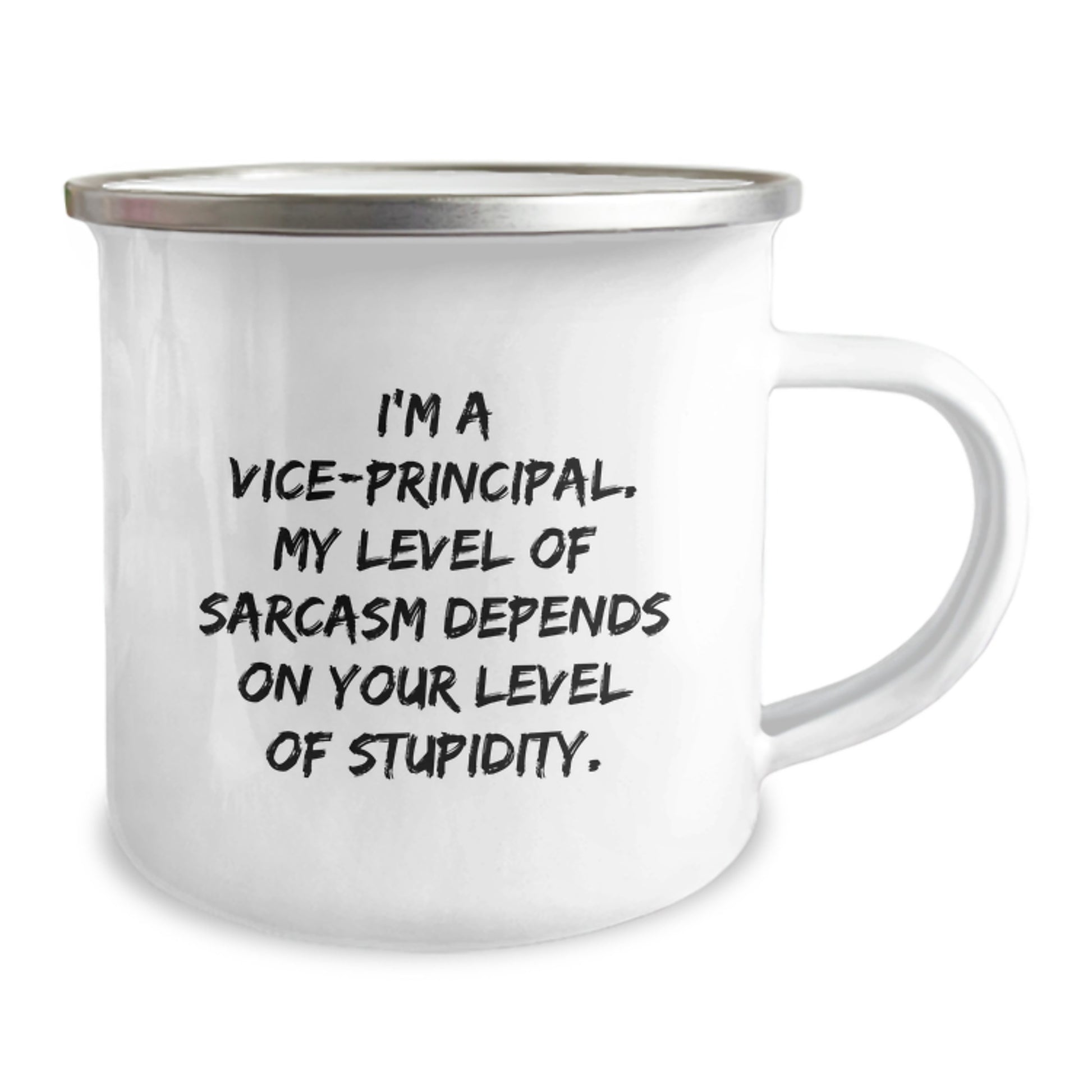 Vice-Principal Sarcasm Funny Gifts from Friends, Camping Mug for Vice-Principal Birthday, I'm A Vice-principal. My Level Of Sarcasm Depends On Your Level Of Stupidity. - Image 2