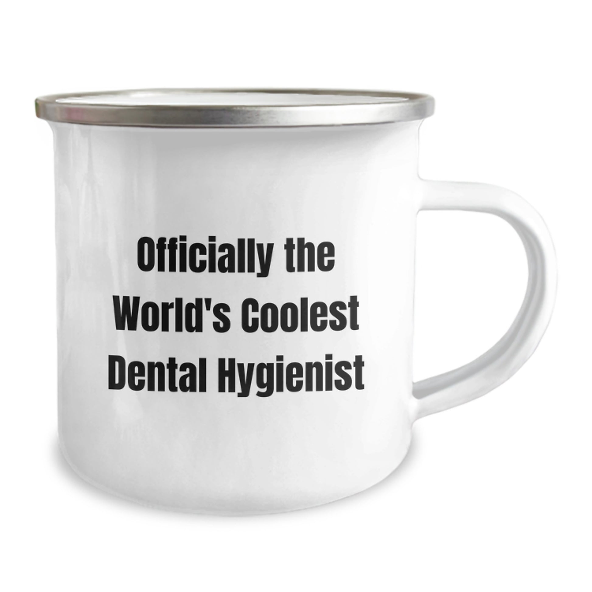 Unique Birthday Unique Gifts for Dental Hygienist Friends from Family - 'Officially The Worlds Coolest Dental Hygienist' Fun Camping Mug, 12 oz Capacity, Stainless Steel with Enamel Finish - Image 2