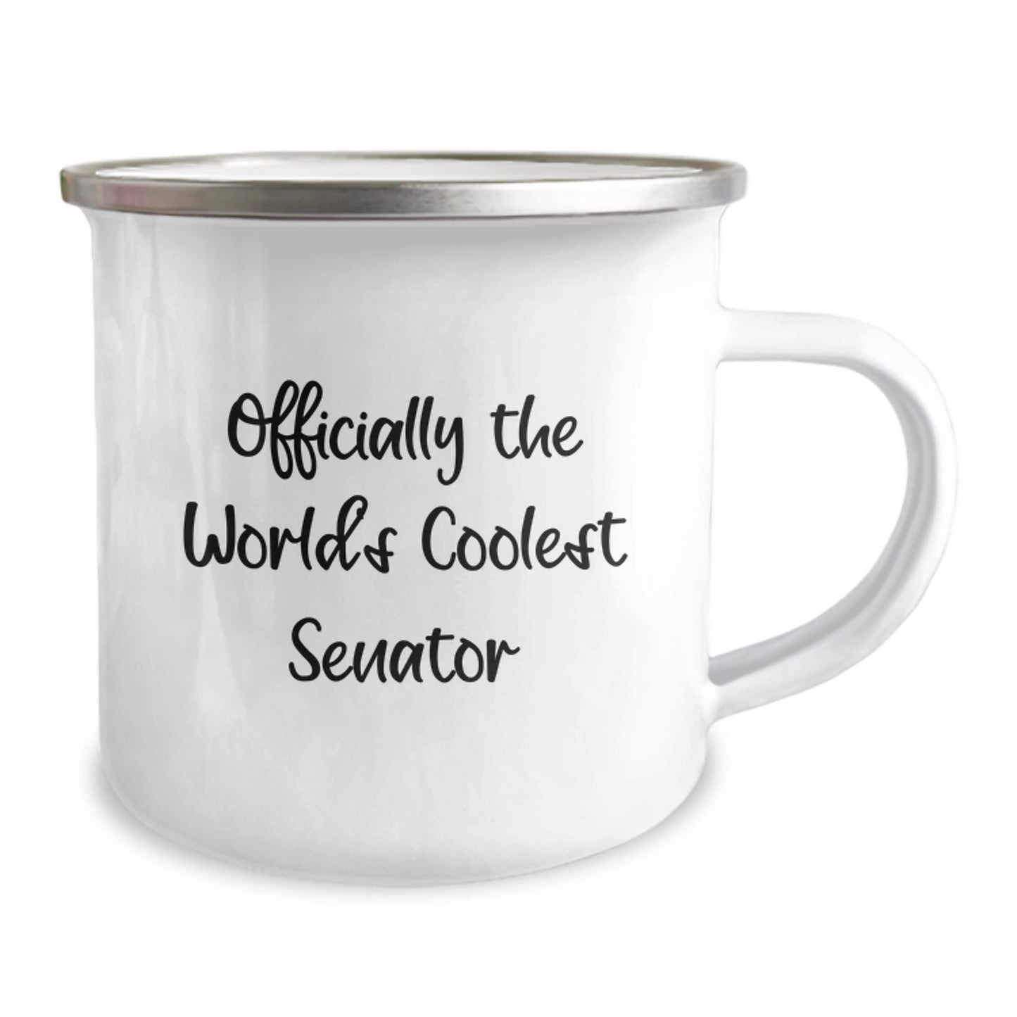 Senator Gifts, Funny Camping Mug for Senator, 'Officially The World's Coolest Senator' Enamel Mug for Graduation, Gifts from Men to Women, Friends, Family - Image 2