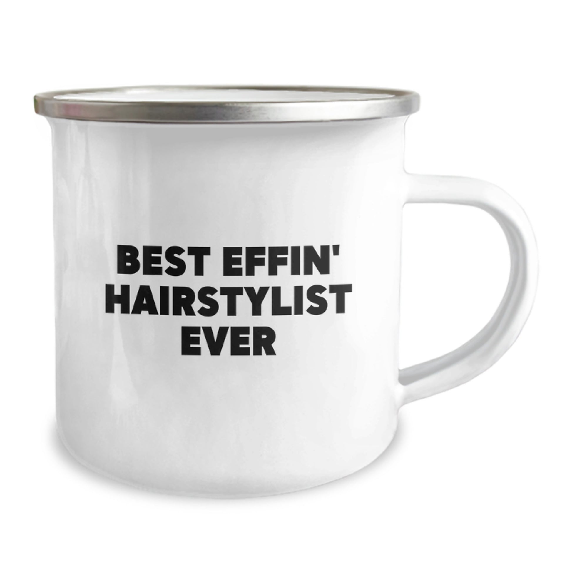 Funny Hairstylist Gifts from Friends, Best Effin' Hairstylist Ever Christmas Unique Gifts for Men, Women, Family, Camping Mug Enamel Finish - Image 2