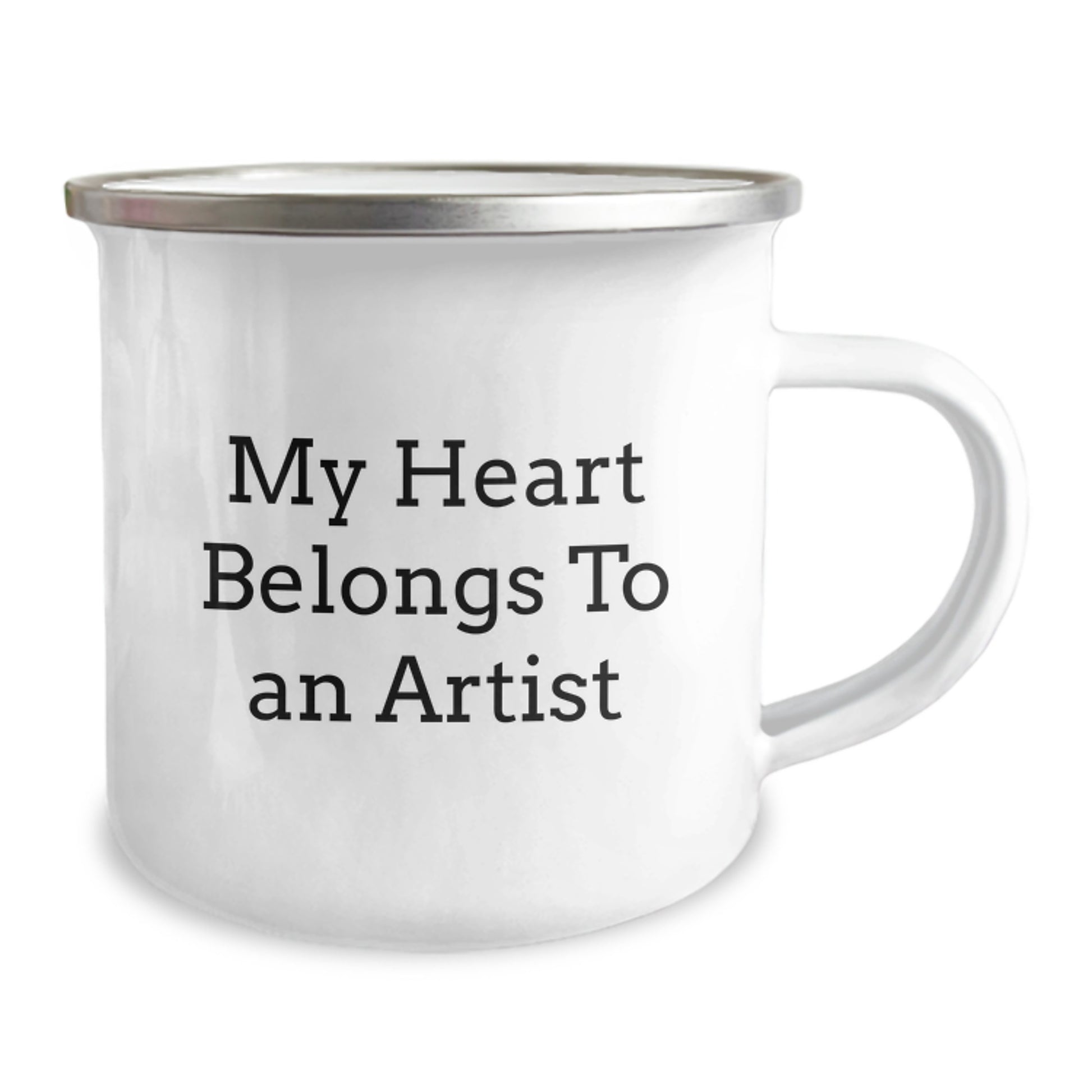 Funny Artist Gifts, My Heart Belongs To An Artist Camping Mug for Birthday, Gifts from Family to Artist Friends, 12 oz Stainless Steel with Enamel Finish - Image 2