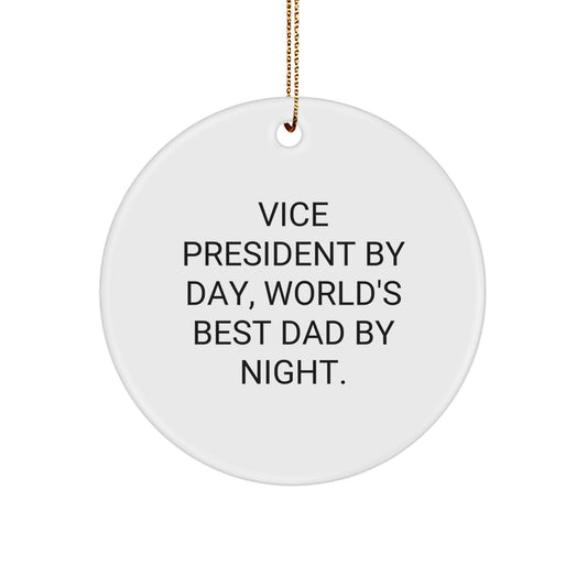 Vice President Gifts for Men, World's Best Dad Circle Ornament, Funny Quote, Christmas Unique Gifts from Family - Image 1