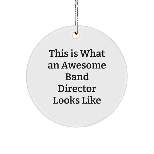 Inspirational Band Director Gifts from Friends - Circle Ornament with Funny Quote - 'This Is What An Awesome Band Director Looks Like' - Christmas Unique Gifts for Family - Image 1