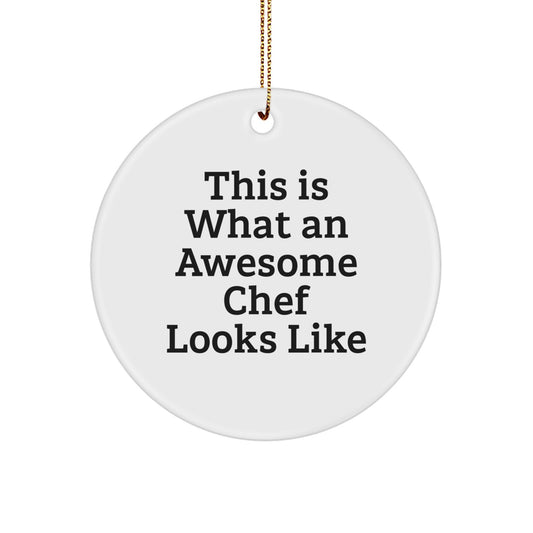 Funny Chef Gifts This Is What An Awesome Chef Looks Like Christmas Circle Ornament for Chef Friends Family Men Women - Image 1