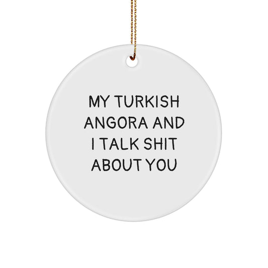 Turkish Angora Cat Lovers Funny Circle Ornament Gifts from Friends, Family, or Coworkers, My Turkish Angora And I Talk Shit About You, Christmas Unique Presents - Image 1