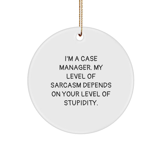 Case Manager Gifts, Funny Circle Ornament, 'I'm A Case Manager...' Quote, Christmas Unique Gifts from Friends, Case Manager Circle Ornament for Case Manager - Image 1