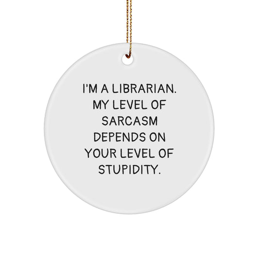 Funny Librarian Gifts for Men Women Friends Family - Circle Ornament with Sarcasm Quote, Gifts from Friends, Coworkers, Family, Christmas Unique Gifts - Image 1