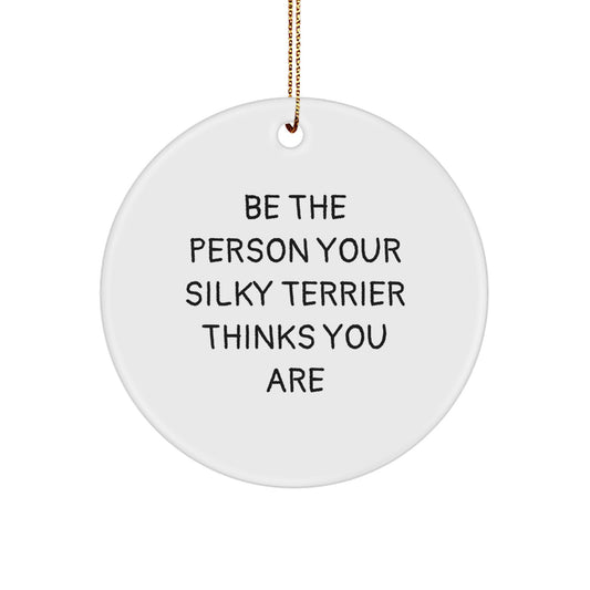Silky Terrier Dog Lovers Gifts from Family for Christmas Unique Circle Ornament - Image 1