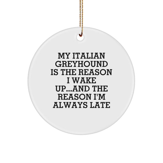 Italian Greyhound Dog Gifts, Funny Quote Circle Ornament, Gifts from Friends and Family for Italian Greyhound Dog Lovers, Unique Christmas Unique Gifts - Image 1