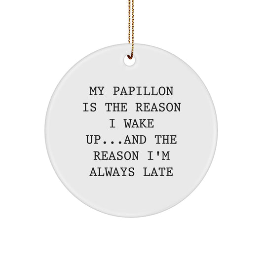 Funny Papillon Dog Lover Gifts for Him Her Friends Family Christmas Unique Circle Ornament from Men to Friends - Image 1
