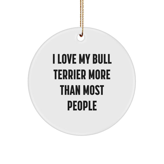 I Love My Bull Terrier More Than Most People Gifts from Family to Friends - Bull Terrier Dog Circle Ornament for Christmas Unique Gifts - Image 1