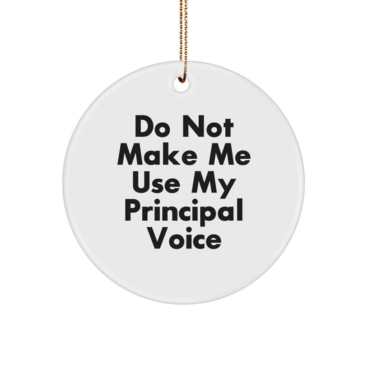 Funny Principal Gifts from Friends - 'Do Not Make Me Use My Principal Voice' Circle Ornament, Christmas Unique Gifts for Principal, Men, Women, or Coworkers - Image 1