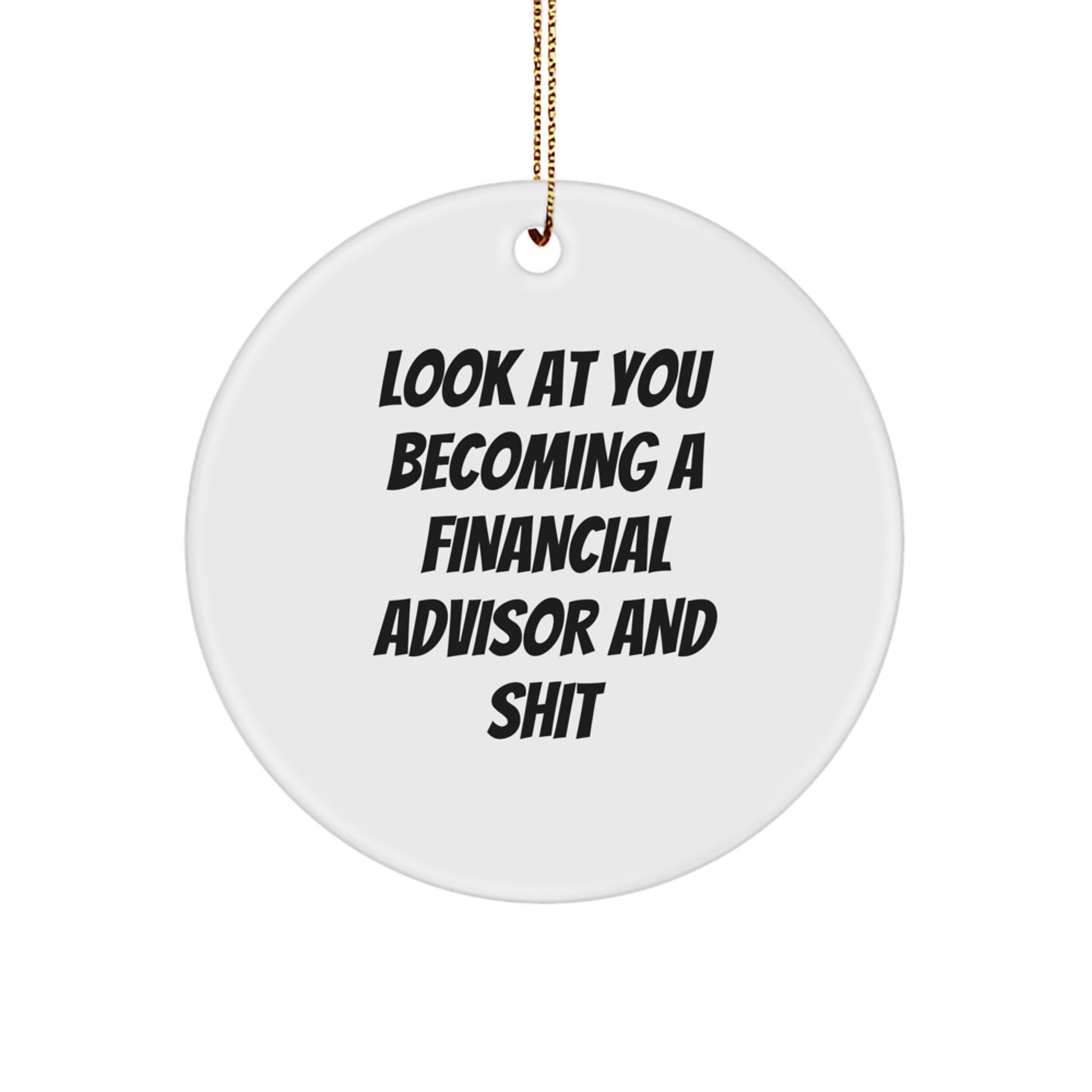 Funny Financial Advisor Gifts, Look At You Becoming A Financial Advisor And Shit Circle Ornament for Christmas, Gifts from Friends or Family - Image 1