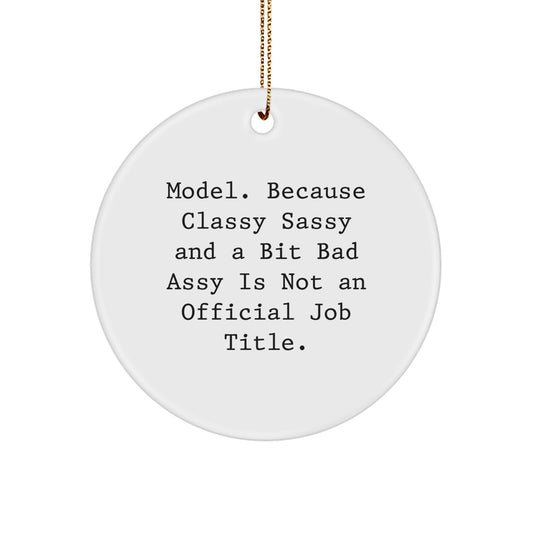 Funny Model Gifts from Friends, Circle Ornament with Quirky Quote, Christmas Unique Gifts for Women, Men, Coworkers, Family - Image 1