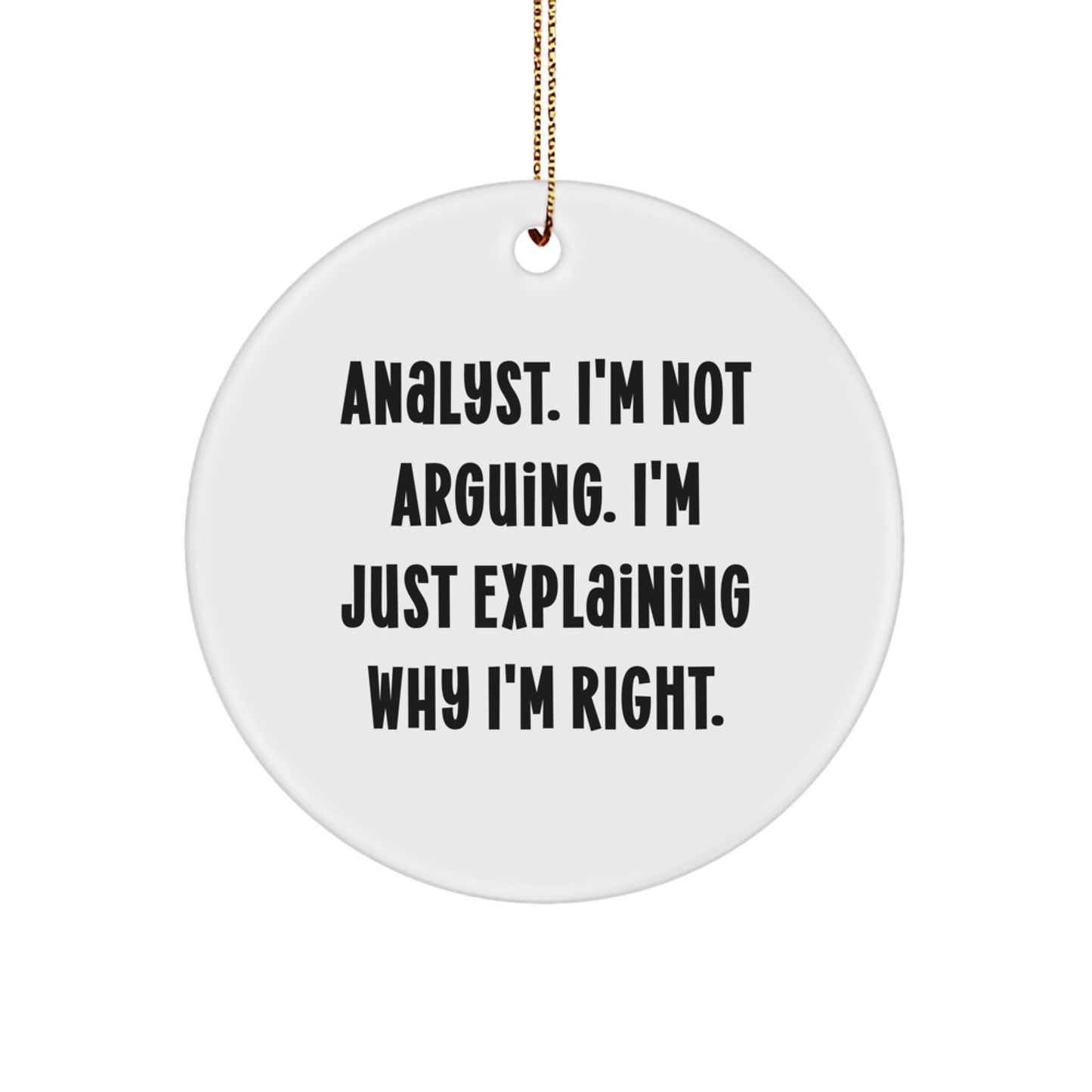 Funny Analyst Gifts from Friends, Christmas Unique Circle Ornaments for Men, 'I'm Not Arguing, I'm Just Explaining Why I'm Right' Circle Ornament for Coworkers, Analyst, and Family - Image 1