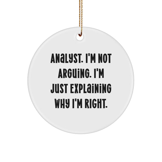 Funny Analyst Gifts from Friends, Christmas Unique Circle Ornaments for Men, 'I'm Not Arguing, I'm Just Explaining Why I'm Right' Circle Ornament for Coworkers, Analyst, and Family - Image 1