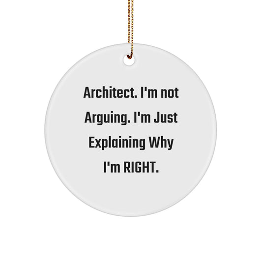 Architect Gifts: Funny Circle Ornament 'I'm Not Arguing...' for Men, Women, Friends, Coworkers, Family - Image 1