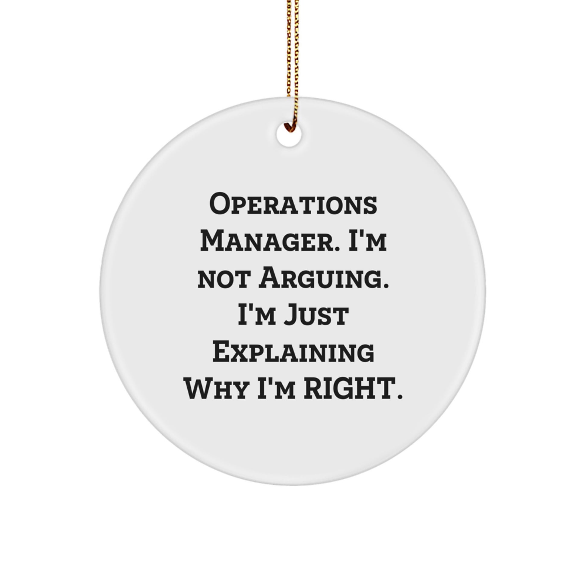 Operations Manager Funny Christmas Unique Gifts from Friends Operations Manager Quotes Circle Ornament - Image 1