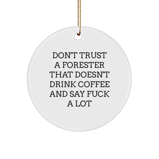 Funny Forester Gifts, Circle Ornament with Coffee Lovers Quote, Christmas Unique Gifts from Friends to Forester, for Forester and Friends - Image 1