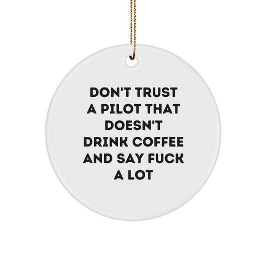 Funny Pilot Gifts from Friends for Christmas Circle Ornament - 'Don't Trust A Pilot...' - Image 1