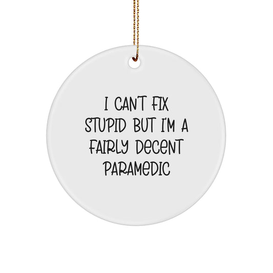 Funny Rescue Worker Gifts - I Can't Fix Stupid But I'm A Fairly Decent Circle Ornament for Christmas - Gifts from Men to Rescue Worker Friends - Image 1